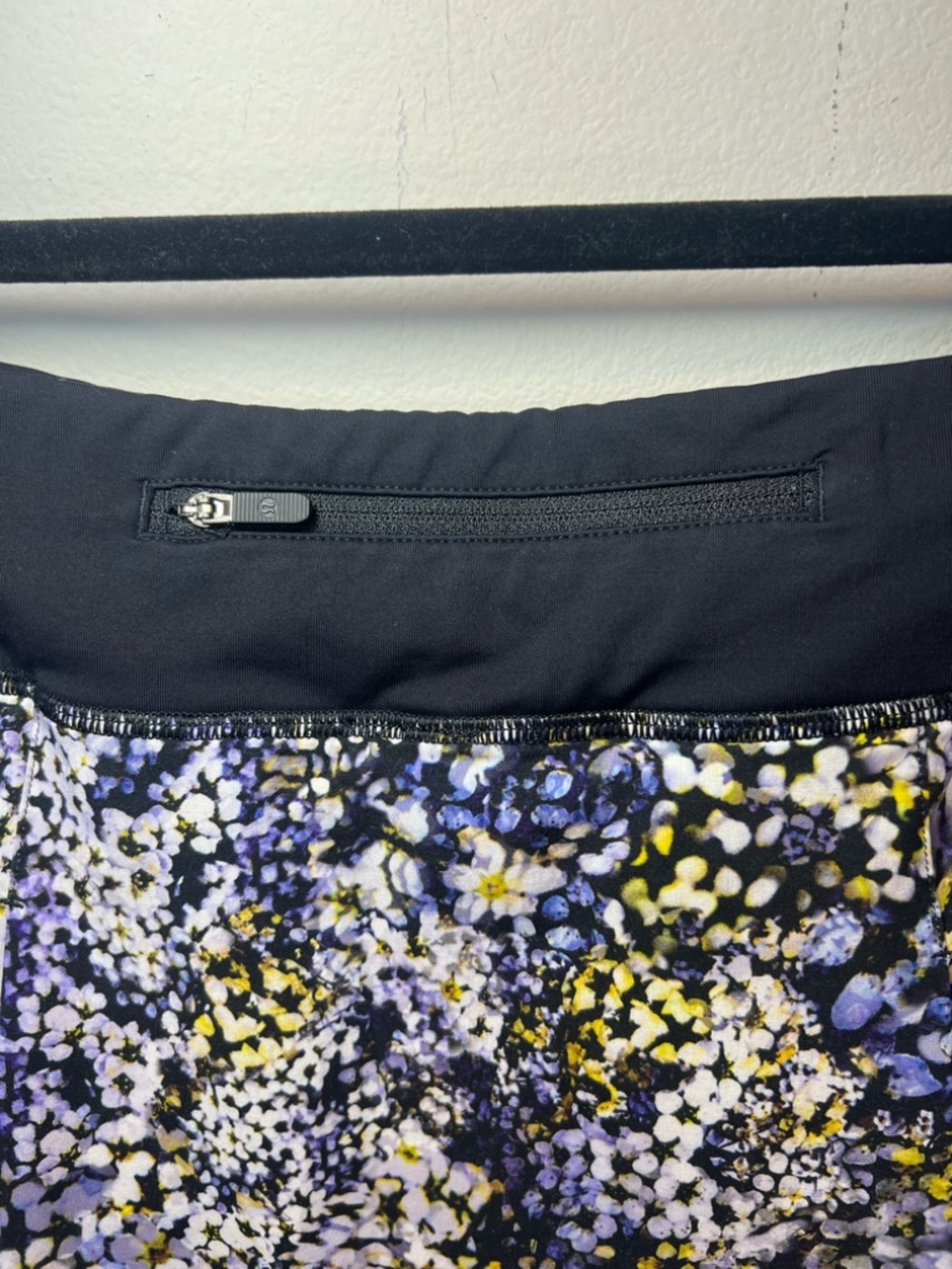 Lululemon Pace Rival Skirt Skort Floral Metropolis Multi Black Zip Pocket Sz 14 - Picture 10 of 14